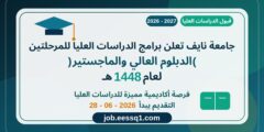 جامعة نايف تعلن برامج الدراسات العليا للمرحلتين (الدبلوم العالي والماجستير) لعام 1448هـ