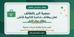 جمعية البر بالطائف تعلن وظائف شاغرة للثانوية فأعلى بنظام دوام كامل جمعية البر بالطائف تعلن وظائف شاغرة للثانوية فأعلى بنظام دوام كامل